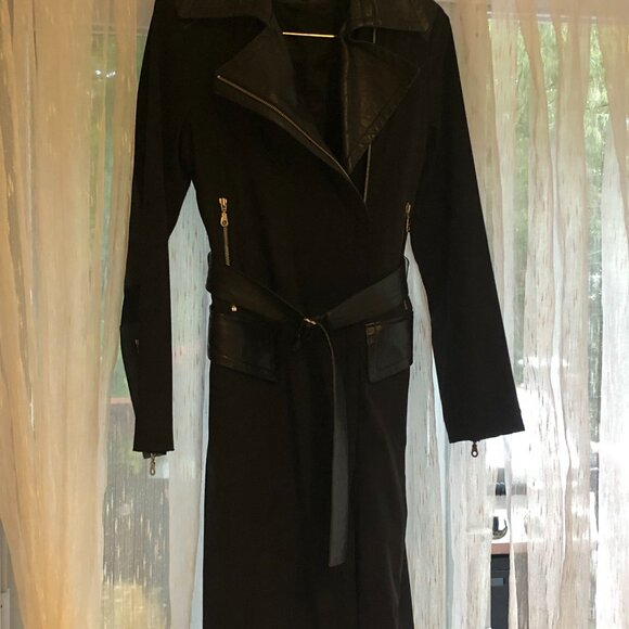 Rudsak Women’s Leather Trench Coat: Leather accents and heavier styling. - Picture 2 of 5